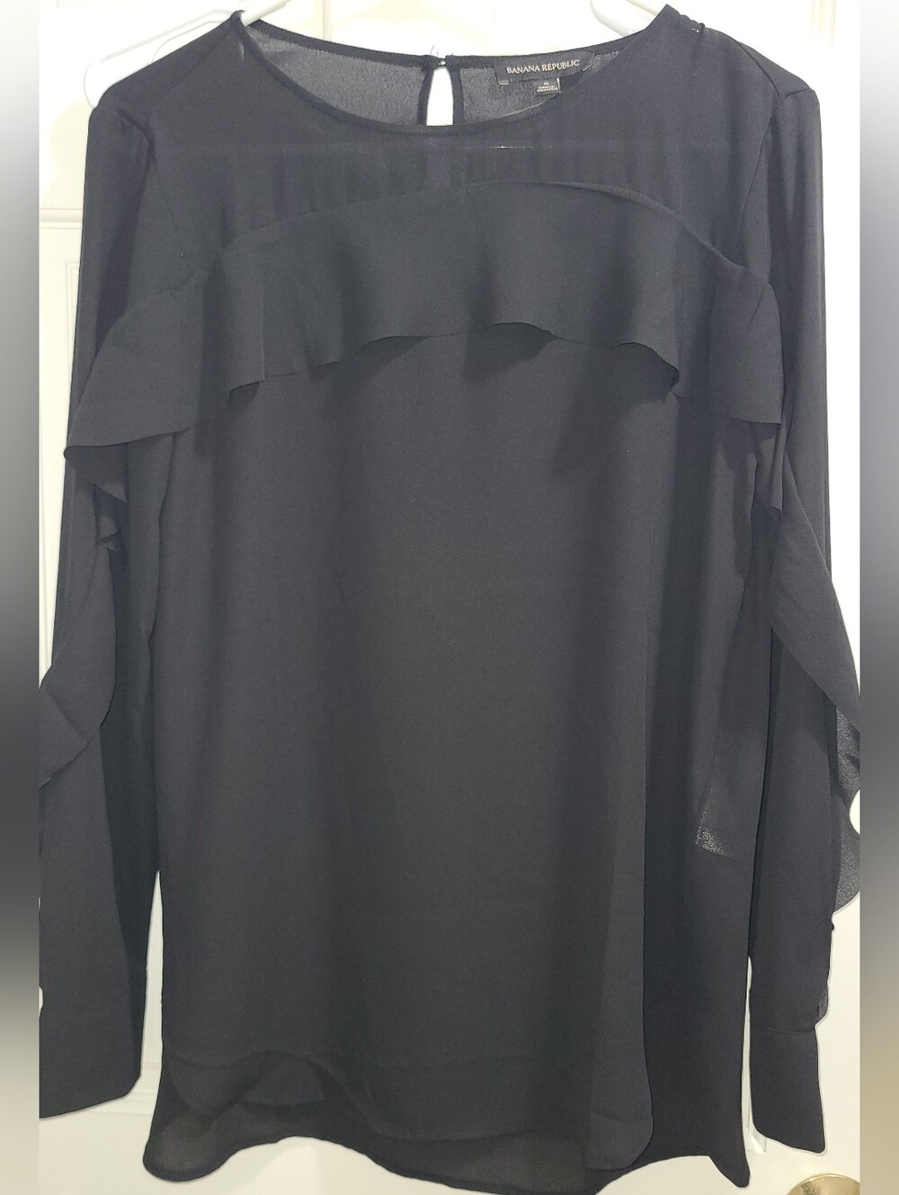 Banana Republic Black Ruffle Long-Sleeve Top